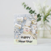 Happy New Year Snowman Briefkaart (Staand voorkant)