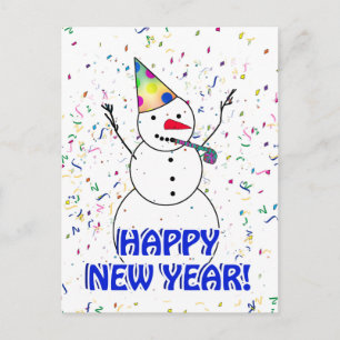 Happy New Year Snowman Feestdagenkaart