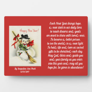 Happy New Year Snowman Fotoplaat