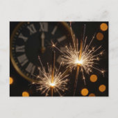 Happy New Year Sparklers On a Midnight Clock Briefkaart (Voorkant)
