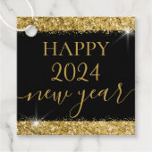 Happy New Year Specialized Black Gold Glitter Bedankjes Labels (Voorkant)