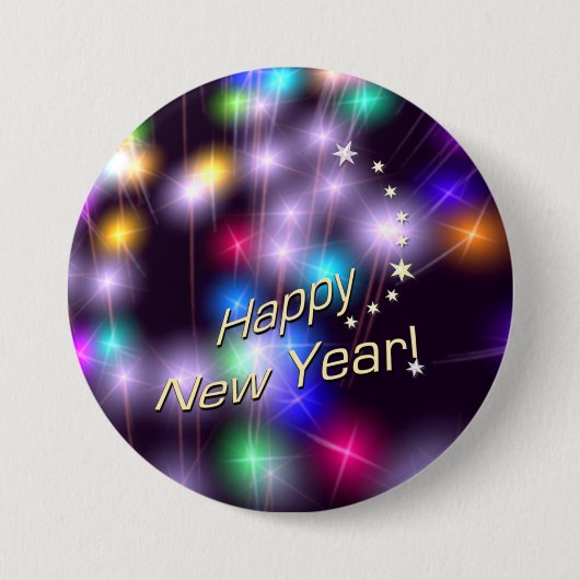 Happy New Year Star-lampjes Ronde Button 7,6 Cm (Voorkant)