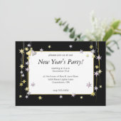 Happy New Year Stars Black Kaart (Staand voorkant)