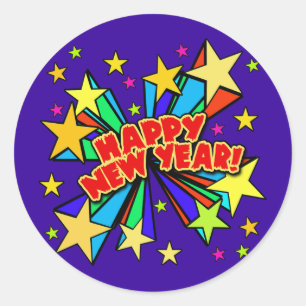 Happy New Year T-shirts, Beer Steins, Party Favors Ronde Sticker