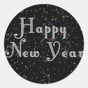 Happy New Year-tekstontwerp Ronde Sticker