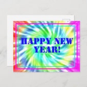 Happy New Year Tie Dye Briefkaart (Voorkant / Achterkant)