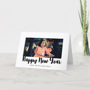 Happy New Year trendy zwarte font family foto Feestdagen Kaart