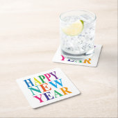 Happy New Year Typografie Vierkante Kartonnen Onderzetter (Insitu)