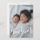 Happy New Year Typography Script Photo Feestdagenkaart (Voorkant)