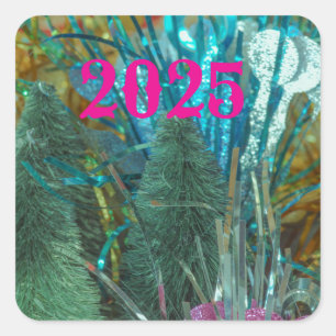 HAPPY New Year vierkant stickers met oogverblinden