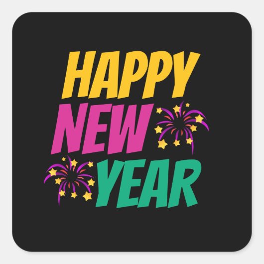 Happy New Year  Vierkante Sticker (Voorkant)