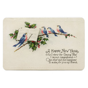 Happy New Year vogels Magneet