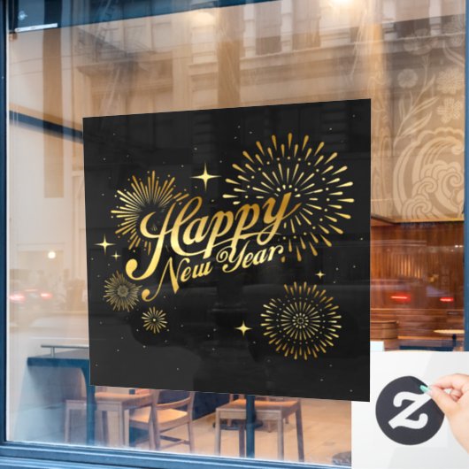 Happy New Year Window Cling Raamsticker (Cafe Raam)
