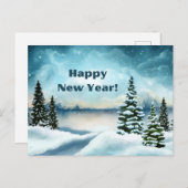 Happy New Year Winter Snow Forest Scene Feestdagenkaart (Voorkant / Achterkant)