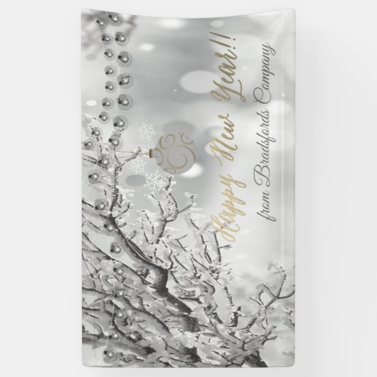 Happy New Year, Winter Wonderland, kerstbal Spandoek (Verticaal)