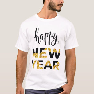 Happy New Year woord art mannen t-shirt
