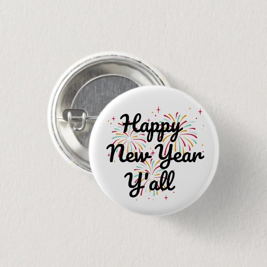 Happy New Year Y'all Ronde Button 3,2 Cm (Voorkant /achterkant)
