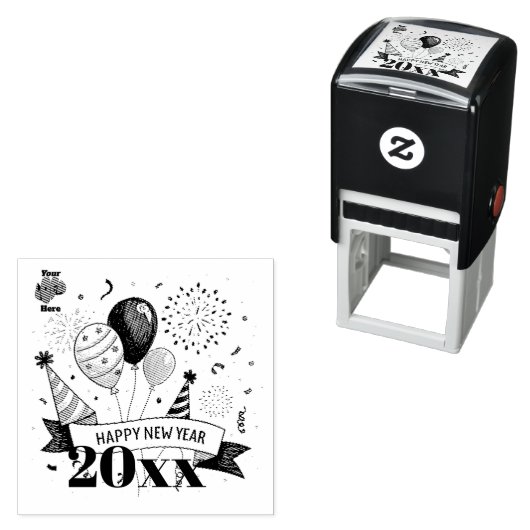 Happy New Year Zelfinktende Stempel (In situ)