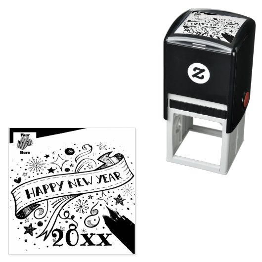 Happy New Year Zelfinktende Stempel (In situ)
