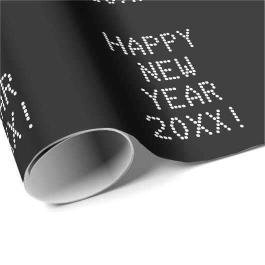 Happy New Year zwarte witte aangepaste tekst moder Cadeaupapier (Rol Hoek)