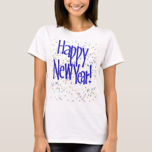 Happy New Years Blue-tekst T-shirt
