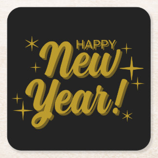 Happy New Years Coaster Vierkante Kartonnen Onderzetter