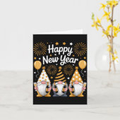 Happy New Years Eve Party Gnomes Matching Family  Kaart (Gele Bloem)