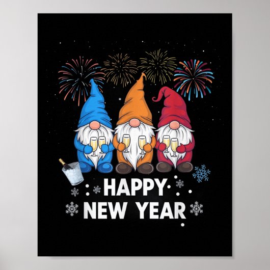 Happy New Years Eve Party Gnomes Matching Family O Poster (Voorkant)
