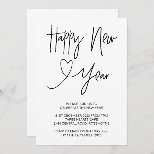 Happy New Year's Eve Party Uitnodiging (Voorkant / Achterkant)