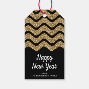 Happy New Years Faux Gold Glitter Cadeaulabel