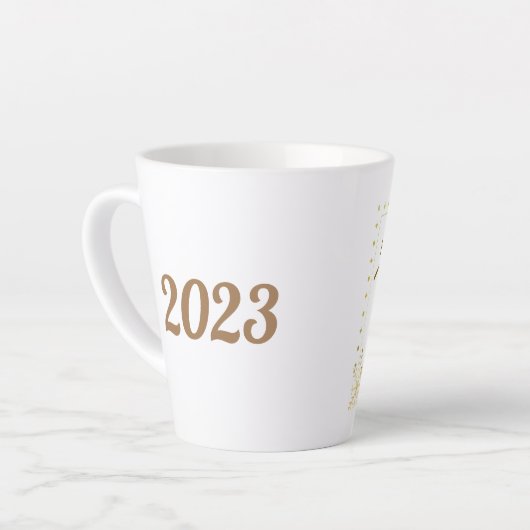 Happy New Year's Mok, 2023 Mok, Gold en White Mok (Linkerhoek)