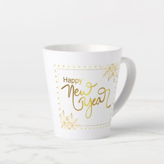 Happy New Year's Mok, 2023 Mok, Gold en White Mok (Rechterhoek)