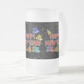 Happy New Years Tekst met partijPetten & Confetti Matglas Bierpul (Voorkant rechts)