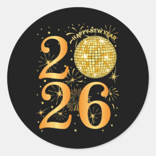 Happy New Years Vuurwerk 2026 Nieuwjaarsfeest Ronde Sticker