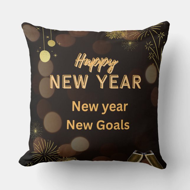Happy new yearThrow Pillow design.instant download Kussen (Voorkant)