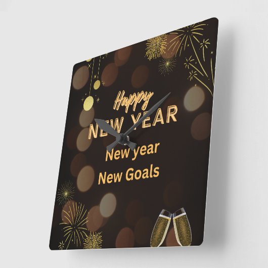 Happy new yearThrow Pillow design.instant download Vierkante Klok (Hoek)