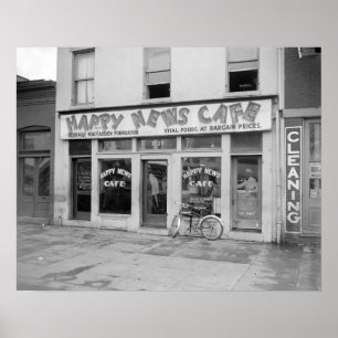 Happy News Cafe, 1938. Oude foto Poster