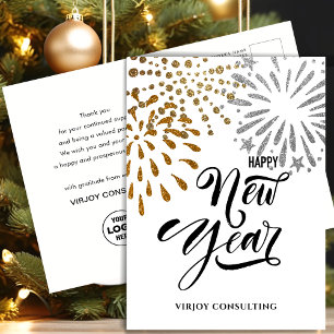 HAPPY nieuwjaar Bedrijfs Festive Gold Feestdagenkaart