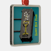 Happy Nieuwjaar kerstversiering Metalen Ornament (Rechts)