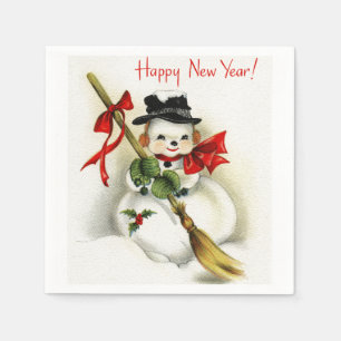  Happy Nieuwjaar — Witboek Snowman Napkin Servetten