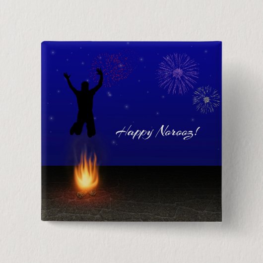 Happy Norooz Chahar-Shanbeh-Suri Vierkante Button 5,1 Cm (Voorkant)
