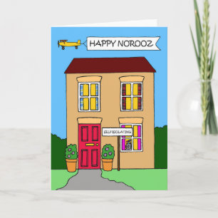 Happy Norooz Covid 19 Lockdown House Cartoon Kaart