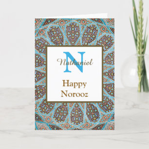 Happy Norooz Persian Nieuwjaar Monogram Initiaal Feestdagen Kaart