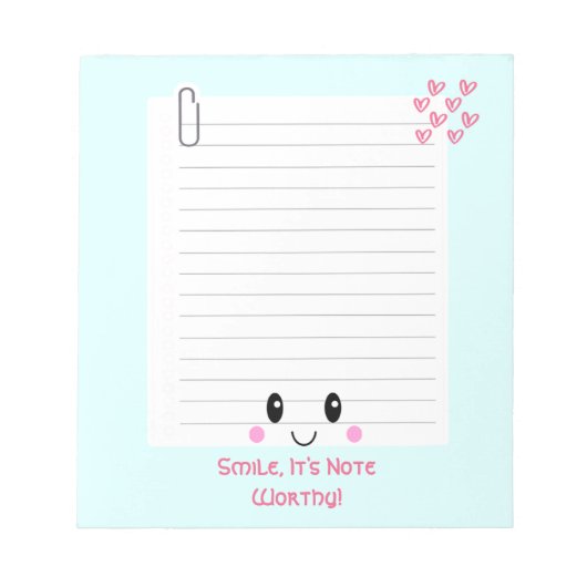 Happy Notes Blue : Bloc-notes Kawaii (Devant)