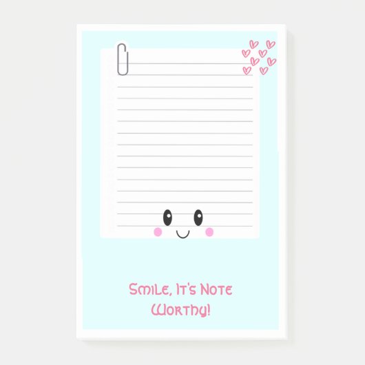 Happy Notes Blue: Kawaii Sticky Post-It-Notes (Voorkant)