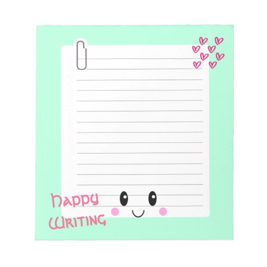 Happy Notes Green: Kawaii Notitieblok (Voorkant)