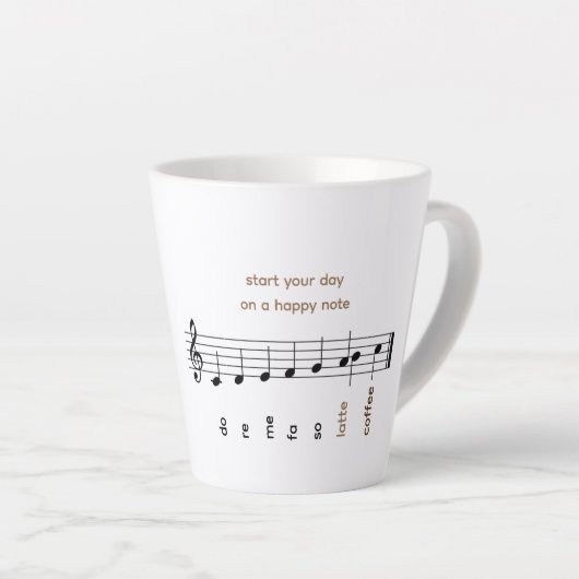 Happy Notes re Mi Latee Music Note Persoonlijk Latte Mok (Rechterhoek)