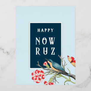 Happy Nowruz Blue Songbird Folie Briefkaart