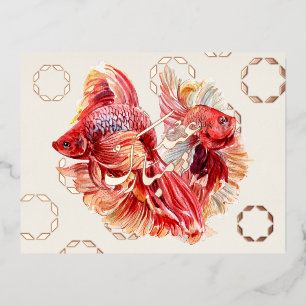 Happy Nowruz Goldfish & Bubbles Folie Briefkaart