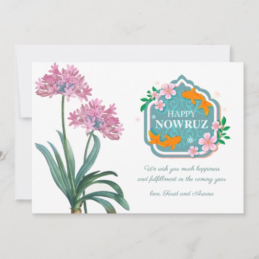 Happy Nowruz  Lily Pink Invitation Kaart (Voorkant)